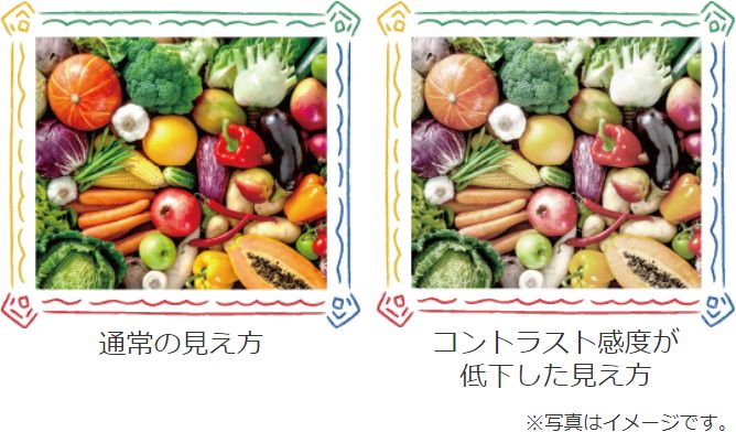 通常の見え方/コントラスト感度が低下した見え方 比較画像